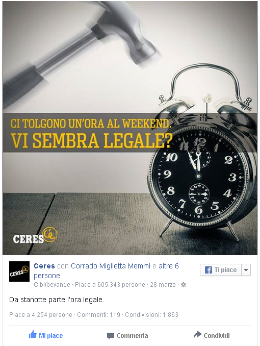 Content Marketing. ceres e l'ora legale